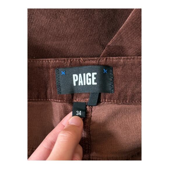 PAIGE Cindy Mid Rise Slim Straight Micro Corduroy Pants brown size 34 NEW - Picture 5 of 7